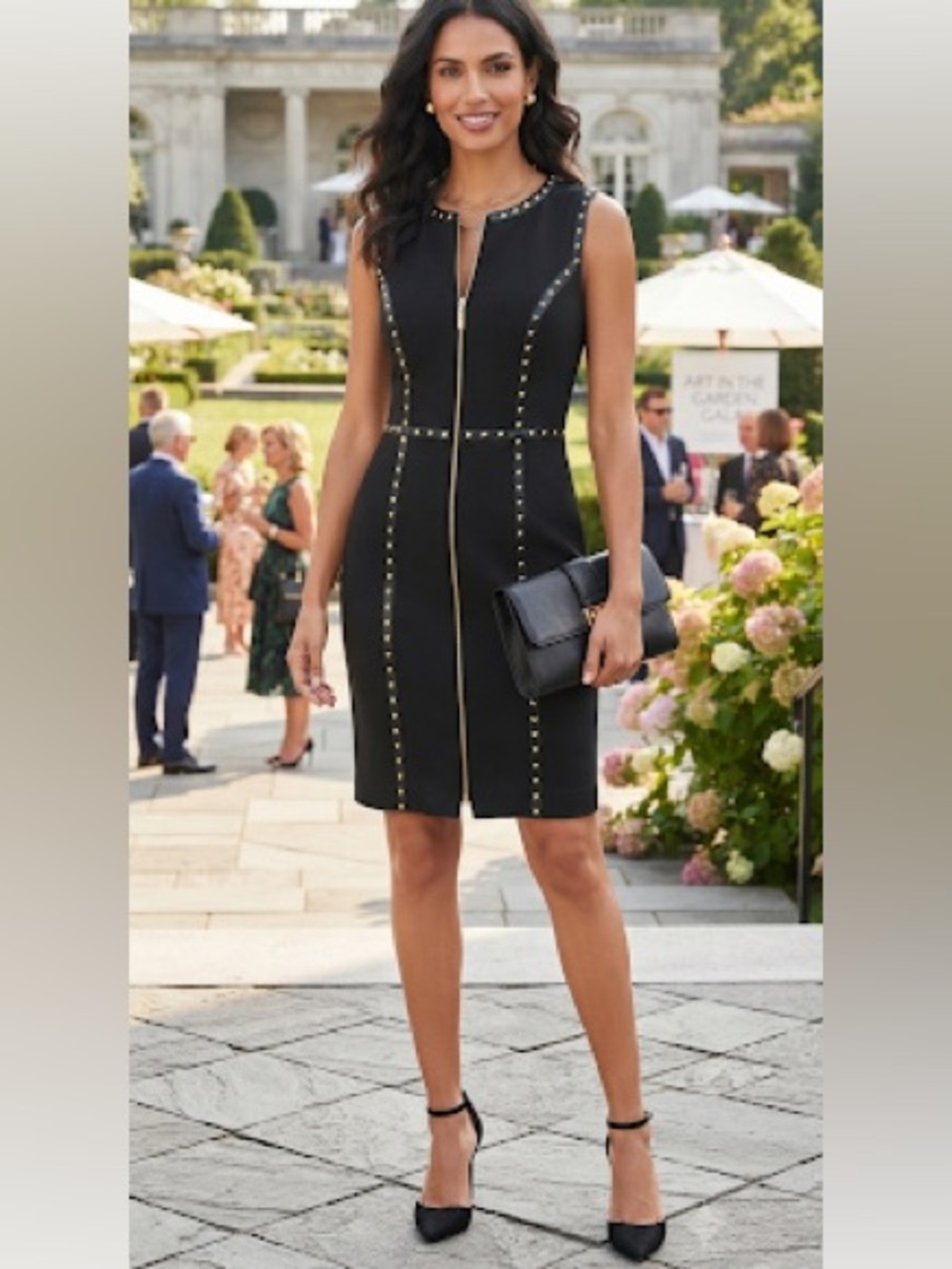 Cache Studded Trim Black Dress 14